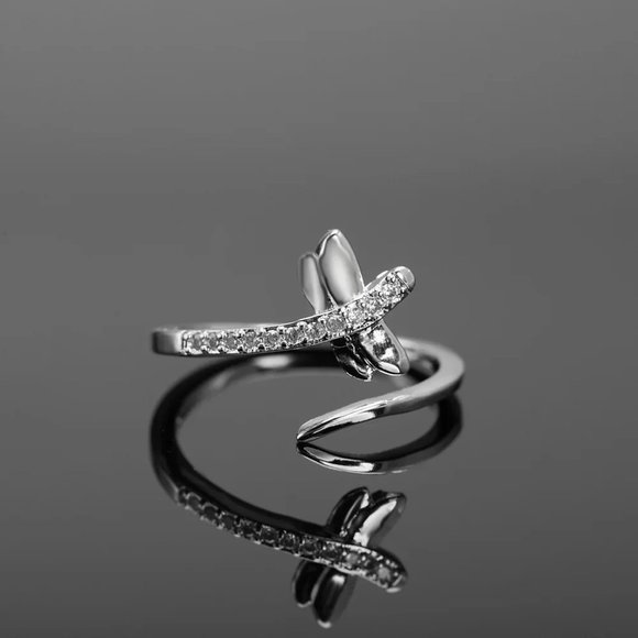 925 Sterling Silver Fly Rings for Women Adjustable Open Ring - Picture 3 of 4